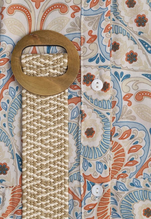 Born2be - Jasnoniebieska Sukienka z Guzikami i Plecionym Paskiem z Klamrą Aralty. Kolor: niebieski. Długość rękawa: długi rękaw. Sezon: wiosna, lato. Typ sukienki: koszulowe