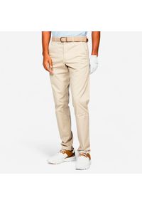INESIS - Spodnie do golfa chino męskie Inesis MW500 bawełna. Kolor: beżowy. Materiał: materiał, elastan, poliester, bawełna. Sport: golf