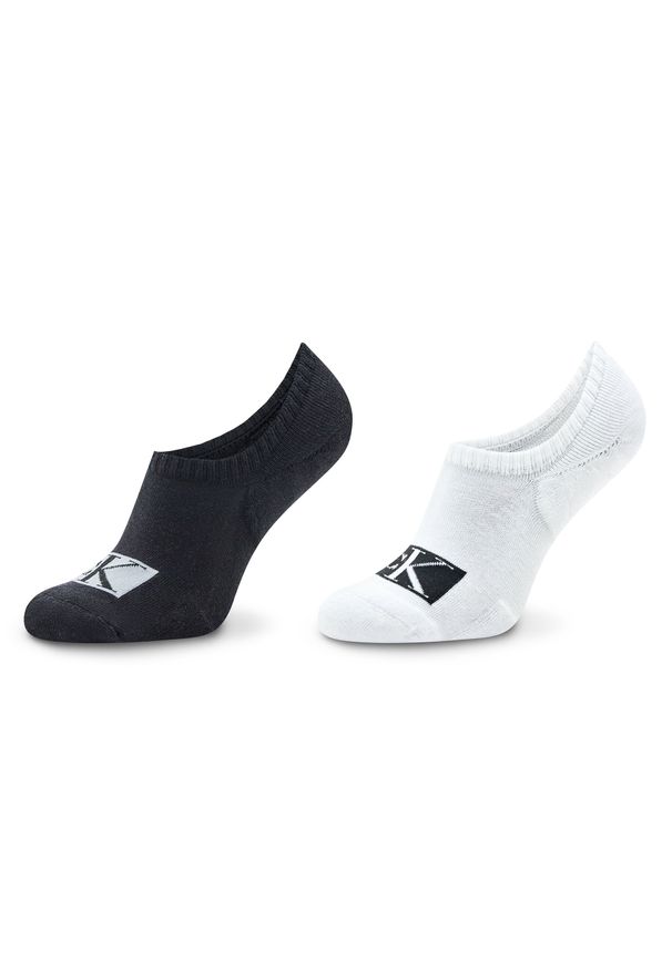 Zestaw 2 par niskich skarpet męskich Calvin Klein Jeans 701223261 White/Black 001. Kolor: biały. Materiał: bawełna, materiał