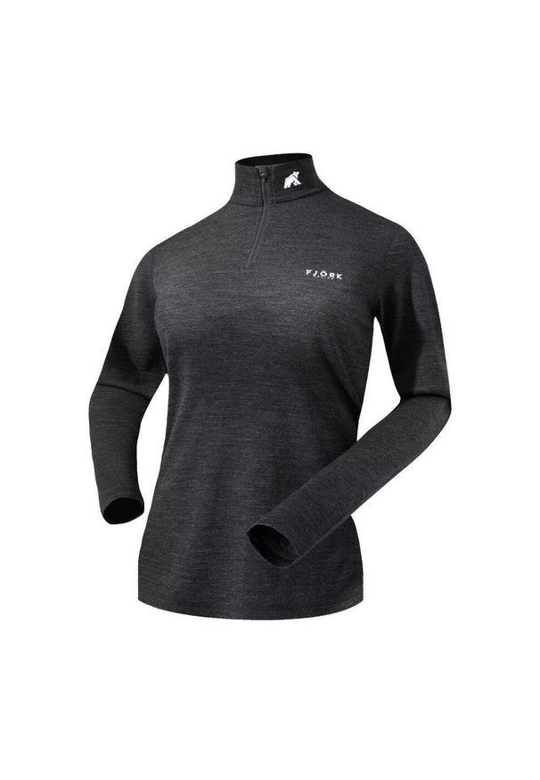FJORK MERINO - Koszulka z długim rękawem damska 100% wełny merynosów - Bjork 210. Kolor: szary. Materiał: wełna. Długość rękawa: długi rękaw. Długość: długie. Sezon: zima. Sport: narciarstwo