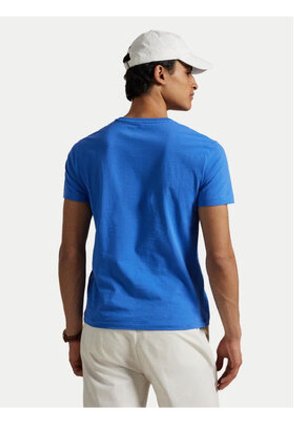 Polo Ralph Lauren T-Shirt 710671438411 Niebieski Slim Fit. Typ kołnierza: polo. Kolor: niebieski. Materiał: bawełna