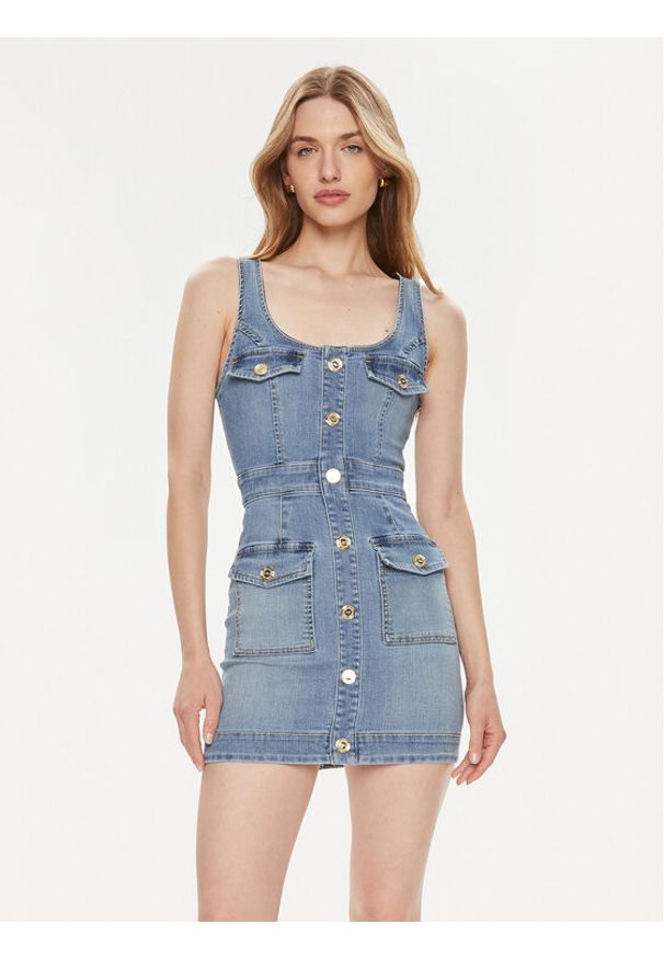 Elisabetta Franchi Sukienka jeansowa AJ-36S-41E2-002606 Niebieski Slim Fit. Kolor: niebieski. Materiał: jeans, bawełna