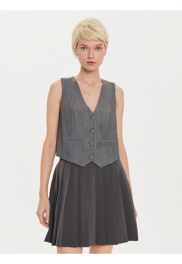 Desigual Kamizelka Bruselas 24WWEWBX Szary Slim Fit. Kolor: szary. Materiał: syntetyk