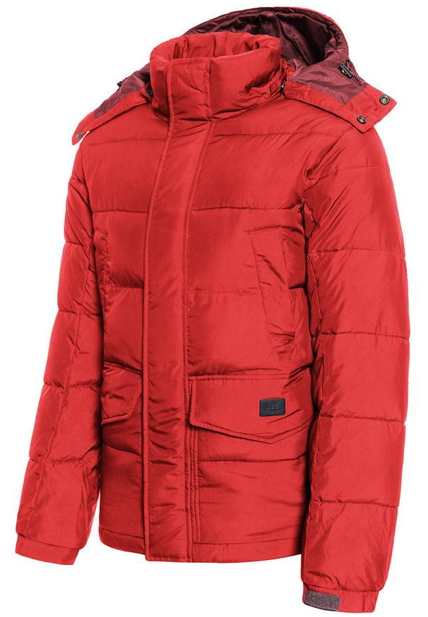 Lee - LEE PUFFER JACKET MĘSKA KURTKA ZIMOWA WARP RED L87XUMKG 112122977. Typ kołnierza: kaptur. Materiał: poliester, materiał, puch, sztruks. Długość rękawa: długi rękaw. Długość: długie. Sezon: zima. Styl: klasyczny