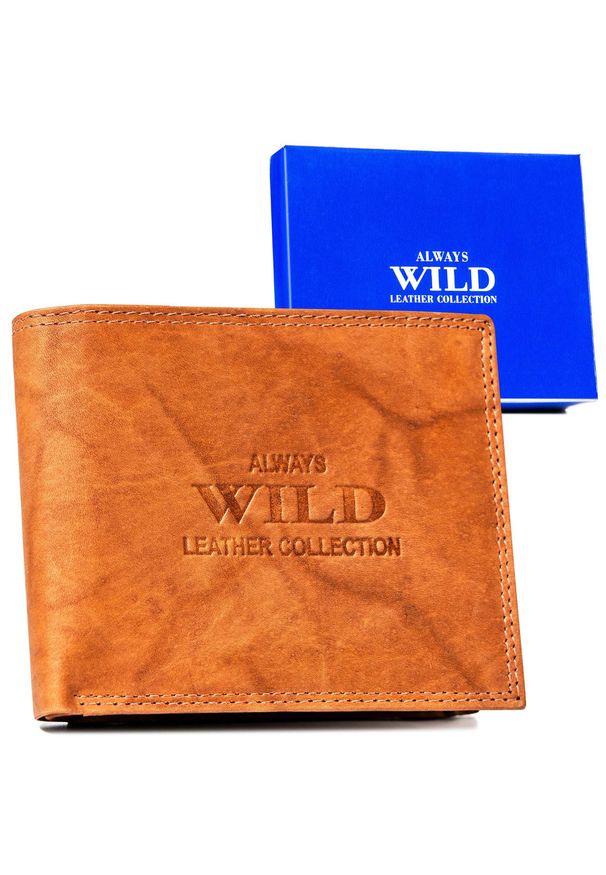 ALWAYS WILD - Portfel skórzany Always Wild AW-N5-MAL j. brązowy. Kolor: brązowy. Materiał: skóra