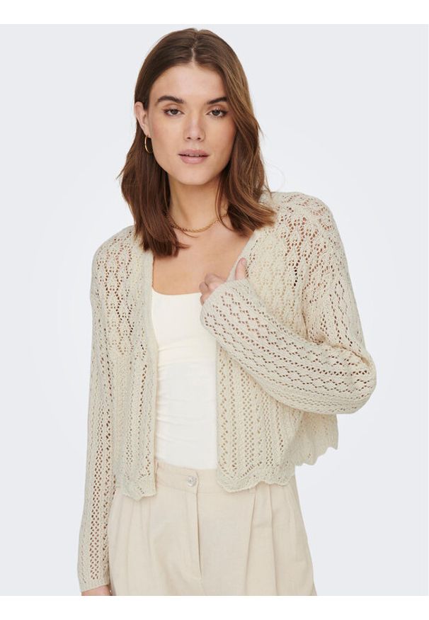 only - ONLY Kardigan Nola 15290744 Écru Relaxed Fit. Kolor: biały. Materiał: syntetyk