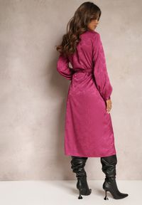 Renee - Fioletowa Sukienka Koszulowa z Paskiem Tolime. Kolor: fioletowy. Materiał: materiał. Typ sukienki: koszulowe. Długość: midi #4