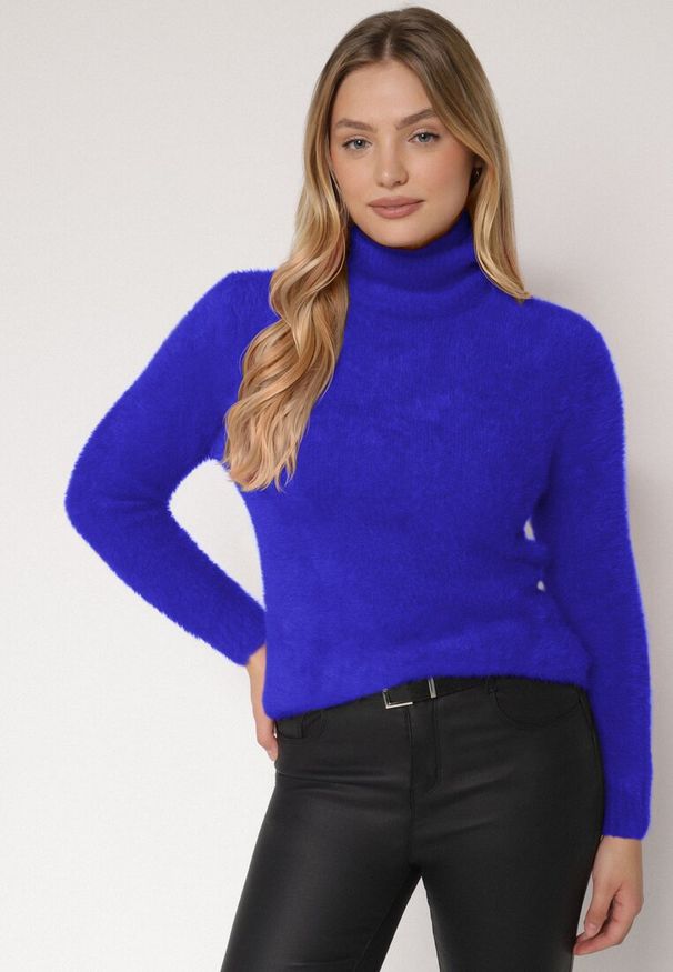 Born2be - Granatowy Wełniany Golf Mihn. Typ kołnierza: golf. Kolor: niebieski. Materiał: wełna. Długość rękawa: długi rękaw. Długość: długie. Sezon: zima, jesień