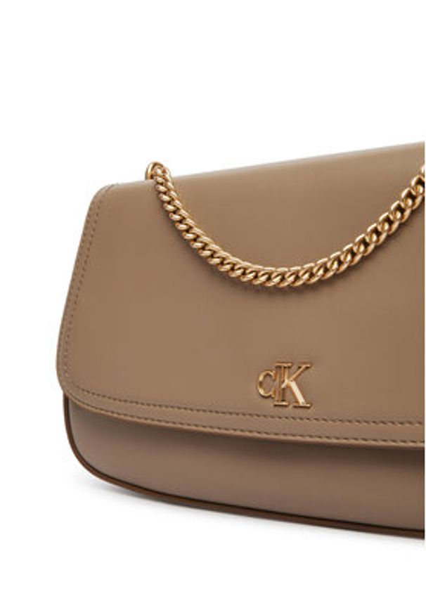 Calvin Klein Torebka Ck Convertible Chain Medium Bag LV04F3171G Beżowy. Kolor: beżowy. Materiał: skórzane