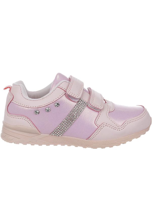 Casu - różowe buty sportowe z kryształkami na rzep casu 5xc7635. Zapięcie: rzepy. Kolor: różowy