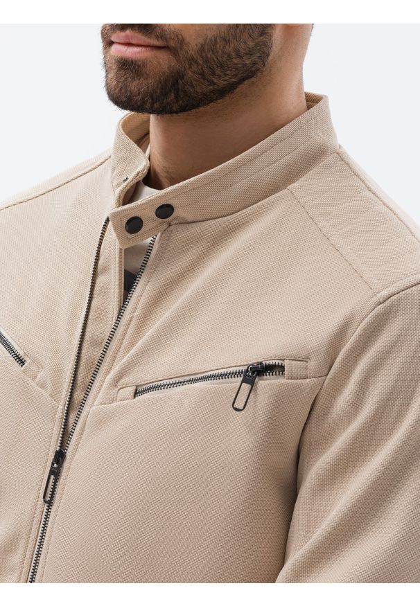 Beżowa kurtka Ombre Clothing na wiosnę