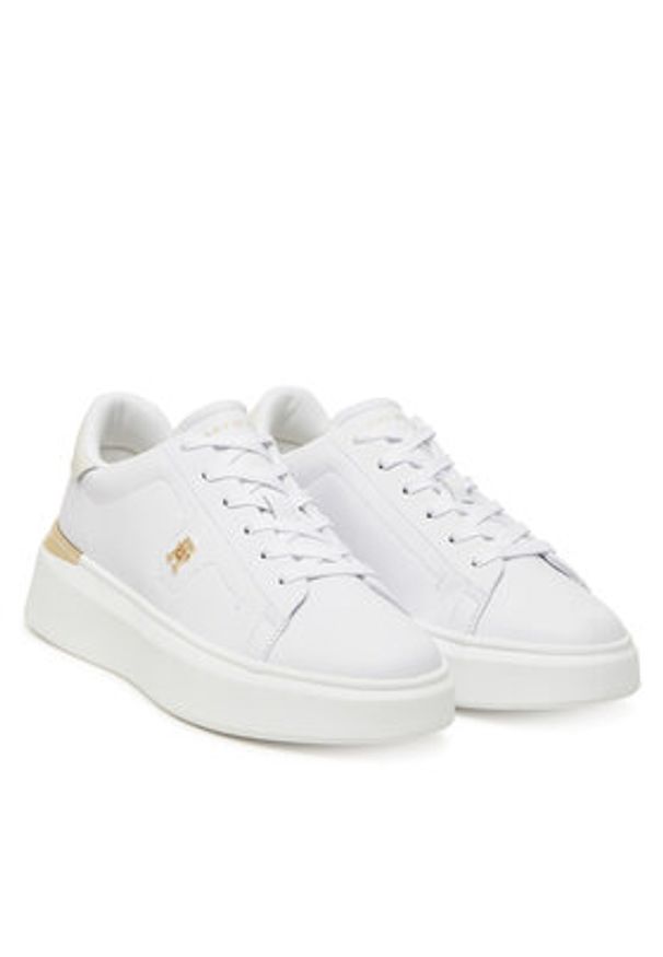 TOMMY HILFIGER - Tommy Hilfiger Sneakersy FW0FW08631 Biały. Kolor: biały. Materiał: skóra