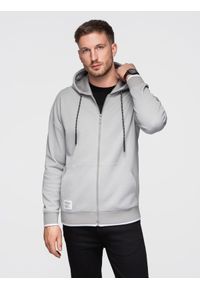 Ombre Clothing - Męska bluza dresowa z kapturem o delikatnej strukturze – szara V4 - Rozmiar: XXL. Okazja: na co dzień. Typ kołnierza: kaptur. Kolor: szary. Materiał: dresówka. Styl: casual, sportowy