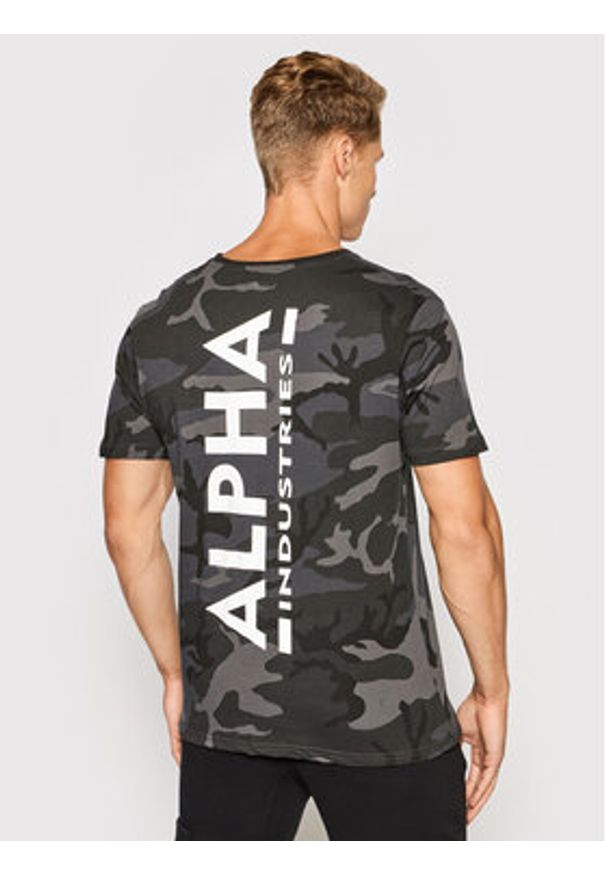 Alpha Industries T-Shirt Backprint T Camo 128507C Czarny Regular Fit. Kolor: czarny. Materiał: bawełna