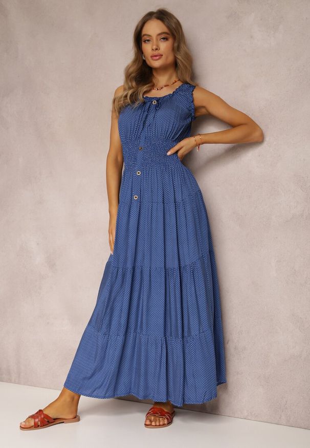 Renee - Niebieska Sukienka Kilroy. Kolor: niebieski. Długość rękawa: bez rękawów. Sezon: lato. Typ sukienki: rozkloszowane. Styl: boho. Długość: maxi