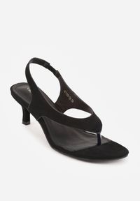 Renee - Czarne Sandały VICES Japonki na Obcasie Kaczuszka Nesadella. Kolor: czarny. Obcas: na obcasie. Styl: wakacyjny. Wysokość obcasa: średni #3