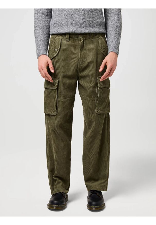 Wrangler - MESKIE SPODNIE WRANGLER CJ LOOSE CARGO IVY GREEN 112371050