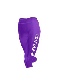 R-EVENGE - Legginsy techniczne do biegania Capri damskie z taśmami kinetycznymi. Kolor: fioletowy. Materiał: elastan