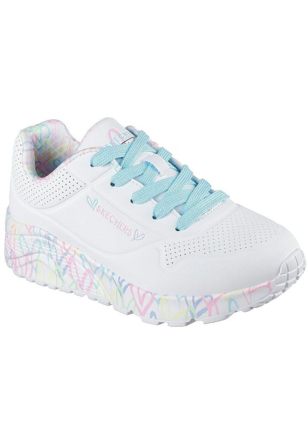skechers - Adidasy Skechers Uno Lite - Lovely Luv, Dzieci. Kolor: biały. Materiał: materiał, syntetyk. Sport: turystyka piesza