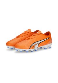 Buty do piłki nożnej dla dzieci Puma Ultra Play Fgag JR. Kolor: pomarańczowy, biały, wielokolorowy, niebieski. Sport: piłka nożna