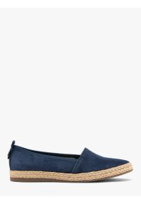 Ryłko - Granatowe espadryle z weluru. Nosek buta: okrągły. Kolor: niebieski. Materiał: welur, skóra. Styl: street