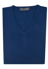 Lanieri Fashion - Granatowy sweter męski w szpic SW3. Kolor: niebieski. Materiał: akryl, bawełna, materiał #1