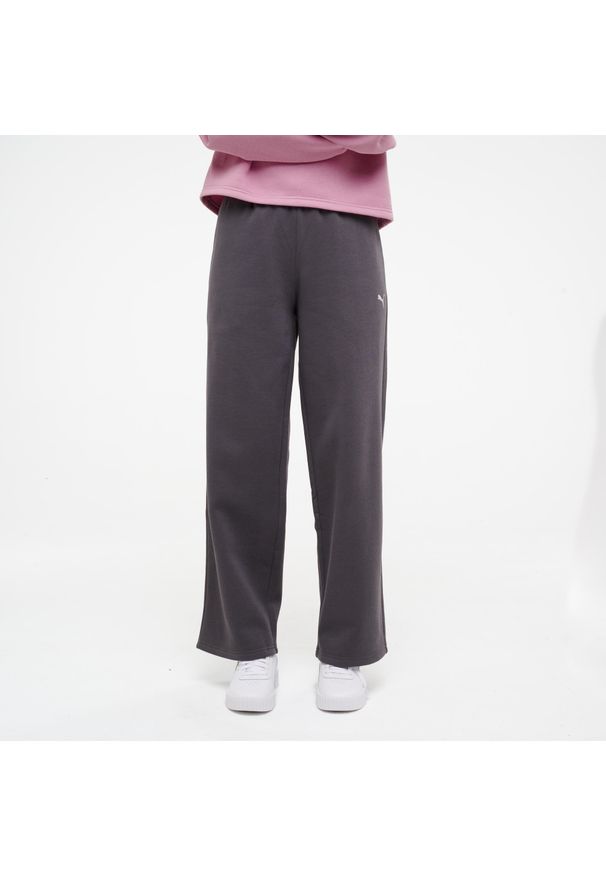 Spodnie dresowe damskie Puma Gym & Pilates. Kolor: szary. Materiał: dresówka. Sport: joga i pilates