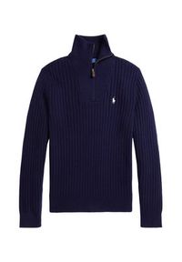 Polo Ralph Lauren Sweter 710974167001 Granatowy Regular Fit. Typ kołnierza: polo. Kolor: niebieski. Materiał: bawełna #3