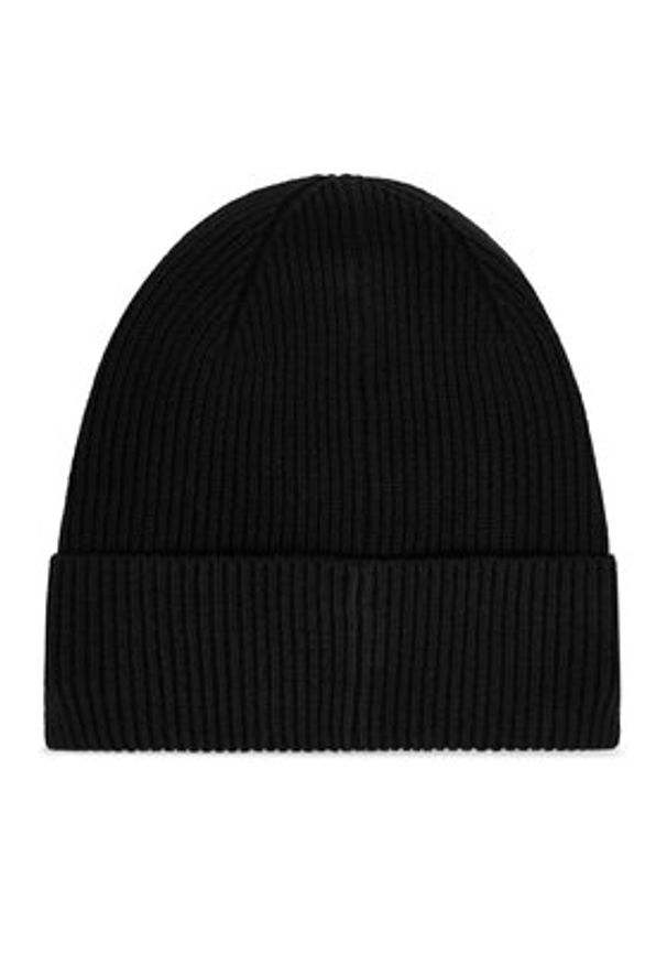 Calvin Klein Czapka Embroidered Rib Cotton Beanie LV04F8097G Czarny. Kolor: czarny. Materiał: bawełna