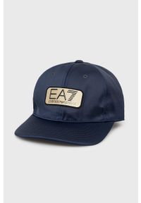 EA7 Emporio Armani czapka kolor granatowy z aplikacją. Kolor: niebieski. Wzór: aplikacja