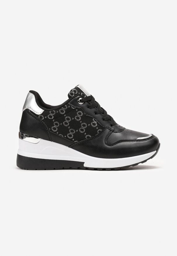 Born2be - Czarne Sneakersy na Niskiej Koturnie Liseia. Kolor: czarny. Obcas: na koturnie