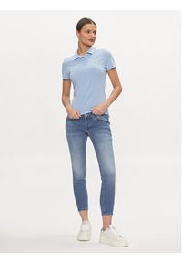 Tommy Jeans Polo Essential DW0DW17220 Błękitny Slim Fit. Typ kołnierza: polo. Kolor: niebieski. Materiał: bawełna