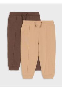 Sinsay - Spodnie dresowe 2 pack - beżowy. Kolor: beżowy. Materiał: dresówka