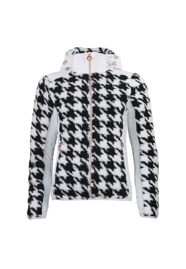 PEAK MOUNTAIN - Kaptur polar z zippem, dwumateriałowy, z naszywką na piersi dla kobiet Peak Moun. Typ kołnierza: kaptur. Kolor: biały. Materiał: polar. Wzór: aplikacja