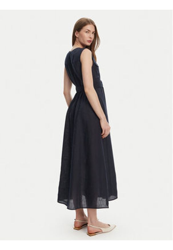 Marella Sukienka letnia Picchio 2513221064 Granatowy Regular Fit. Kolor: niebieski. Materiał: len. Sezon: lato