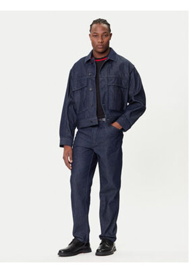 Hugo - HUGO Kurtka jeansowa 50542915 Granatowy Relaxed Fit. Kolor: niebieski. Materiał: bawełna