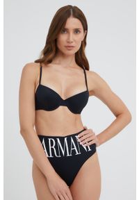 Emporio Armani Underwear dwuczęściowy strój kąpielowy kolor czarny usztywniona miseczka. Stan: podwyższony. Kolor: czarny. Wzór: nadruk