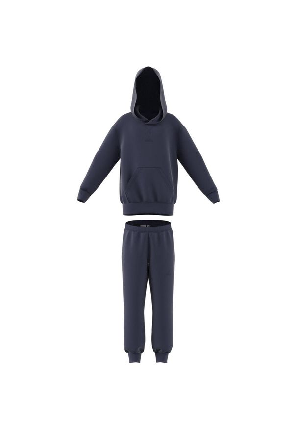 Adidas - Dziecięcy polarowy dres z kapturem adidas. Okazja: na uczelnię. Kolor: niebieski. Materiał: dresówka, polar