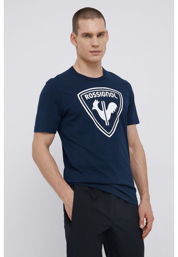 Rossignol T-shirt bawełniany kolor granatowy z nadrukiem. Okazja: na co dzień. Kolor: niebieski. Materiał: bawełna. Wzór: nadruk. Styl: casual