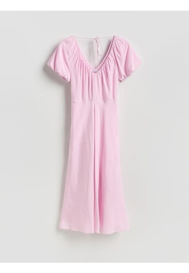 Reserved - Sukienka z wiskozą - różowy. Kolor: różowy. Materiał: wiskoza. Wzór: gładki