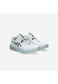 Asics - Buty tenisowe damskie ASICS Gel Resolution X na każdą nawierzchnię. Kolor: zielony, biały, wielokolorowy. Materiał: kauczuk. Szerokość cholewki: normalna. Sport: tenis
