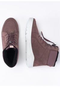 ecco - Botki fioletowe ECCO URBAN SNOWBOARDER MID-CUT. Kolor: fioletowy. Materiał: skóra, zamsz, materiał. Sezon: zima. Styl: sportowy #4
