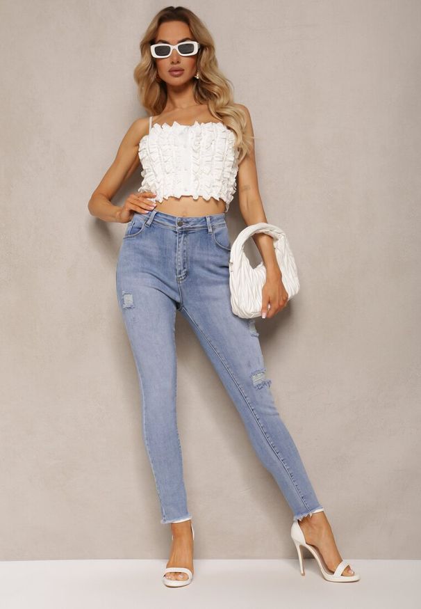 Renee - Niebieskie Jeansy z Regularnym Stanem i Wywiniętymi Nogawkami Velazquez. Kolekcja: plus size. Kolor: niebieski. Styl: klasyczny