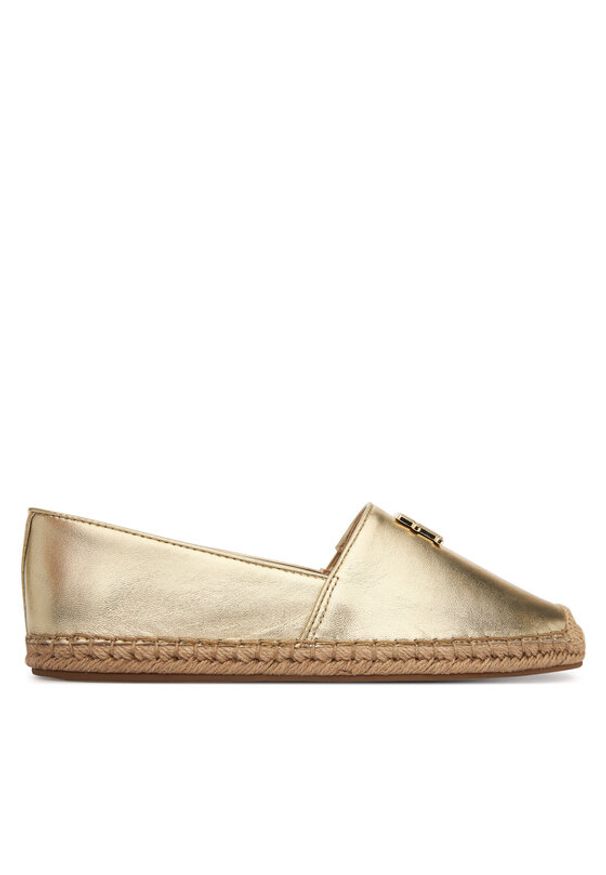 TOMMY HILFIGER - Tommy Hilfiger Espadryle Th Logo Gold Espadrille FW0FW09473 Złoty. Kolor: złoty. Materiał: skóra