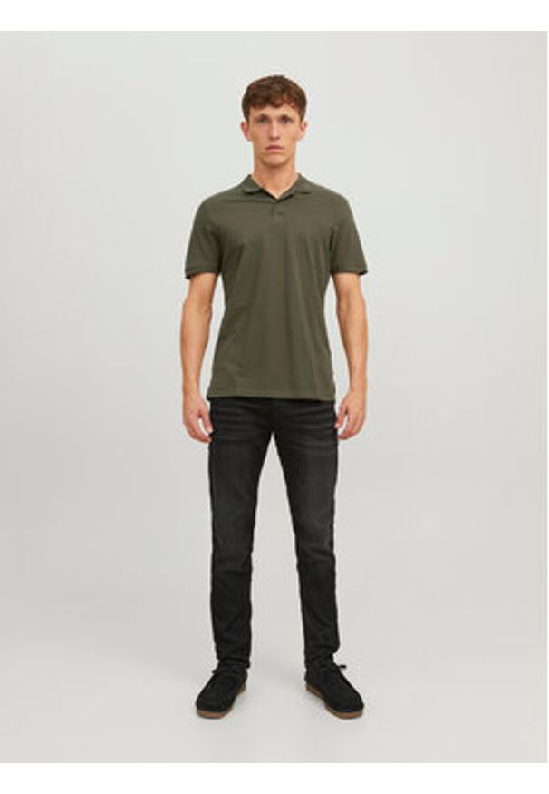 Jack & Jones Polo Basic 12136516 Zielony Slim Fit. Typ kołnierza: polo. Kolor: zielony. Materiał: bawełna