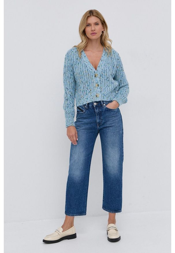 Diesel Jeansy damskie medium waist. Kolor: niebieski