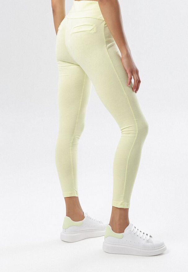 Born2be - Żółte Legginsy Lailure. Okazja: do domu. Kolor: żółty. Materiał: dzianina, materiał. Wzór: jednolity. Styl: sportowy