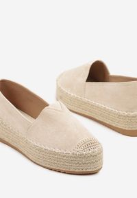 Born2be - Jasnobeżowe Espadryle na Plecionej Platformie z Ekozamszu Avalana. Kolor: beżowy. Materiał: len. Obcas: na platformie. Styl: elegancki #2