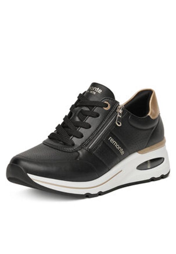 Remonte Sneakersy D2H01-03 Czarny. Kolor: czarny. Materiał: skóra