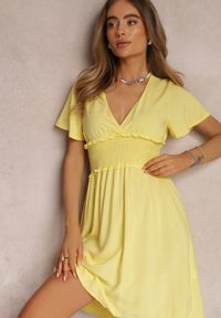 Renee - Żółta Sukienka z Wiskozy Rukhsar. Kolor: żółty. Materiał: wiskoza. Długość rękawa: krótki rękaw. Długość: mini #5